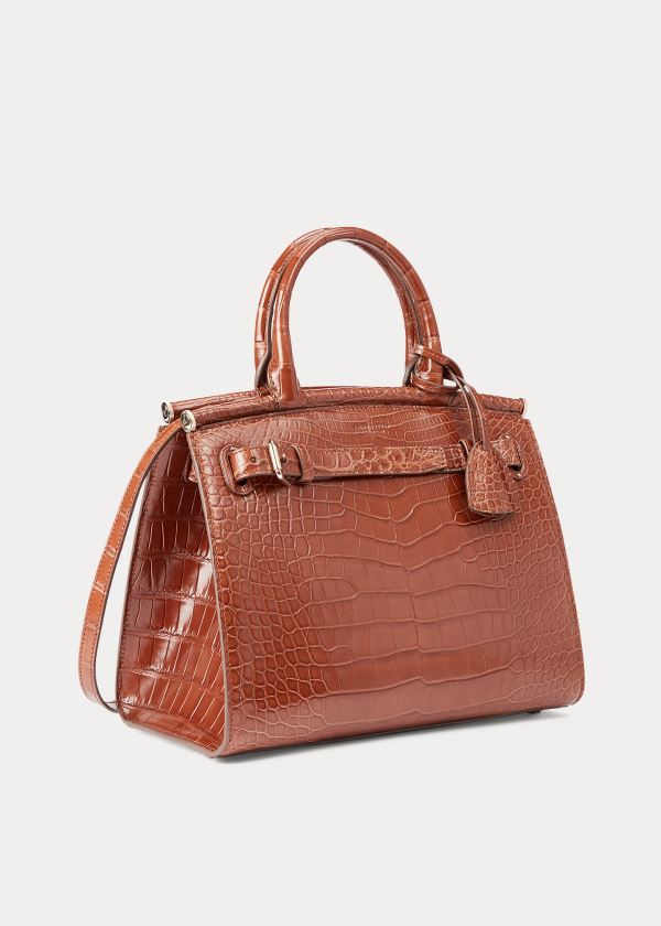 Bolsos De Mano Ralph Lauren Mujer Marrom - Alligator Medium RL50 - URYPZ1572